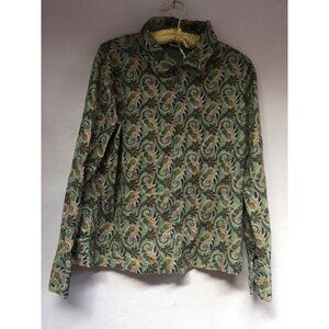 Shaver Lake Womens Large Full-Zip Paisley Velvet Shirt Jacket Multicolor Casual